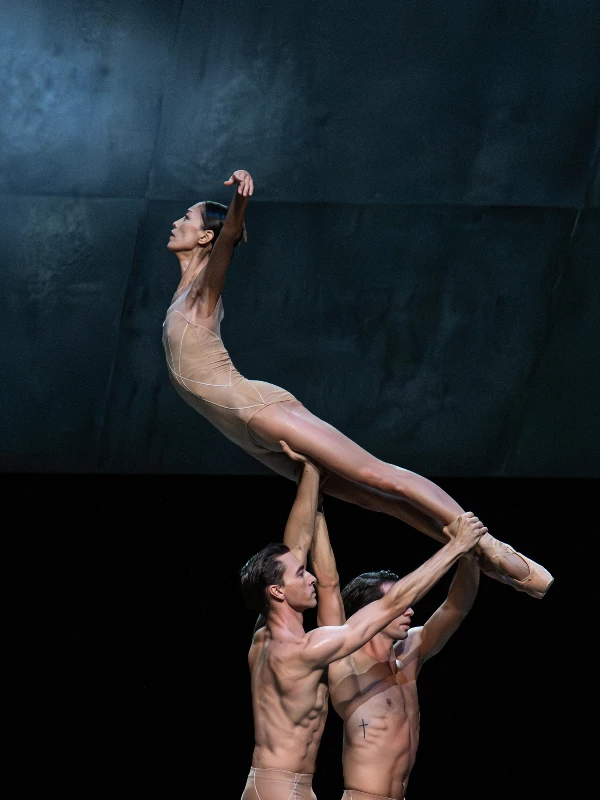 English National Ballet's Sangeun Lee, Gareth Haw, and Lorenzo Trossello in David Dawson's Four Last Songs. Photo by ASH