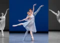 An Interview with Olga Smirnova and Jacopo Tissi featuring her in arabasque and he in a cabriole.